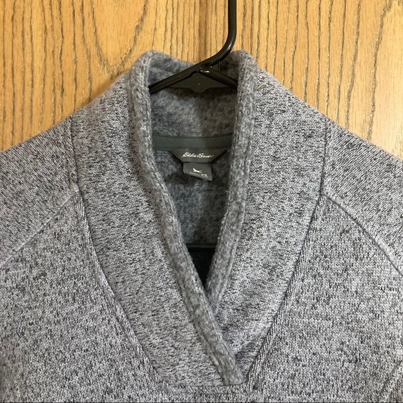 Eddie Bauer Fleece V-Neck Pullover Blue Gray - Picture 4 of 9